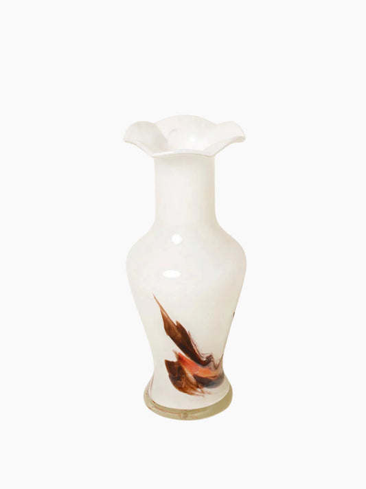 White Marbled Glass Vase