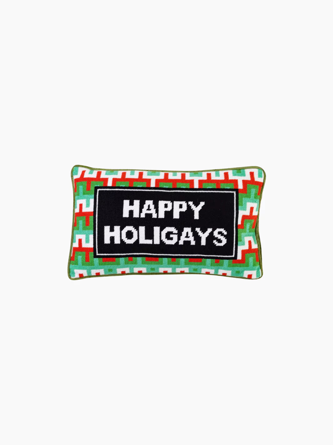 Happy Holigays Needlepoint Pillow