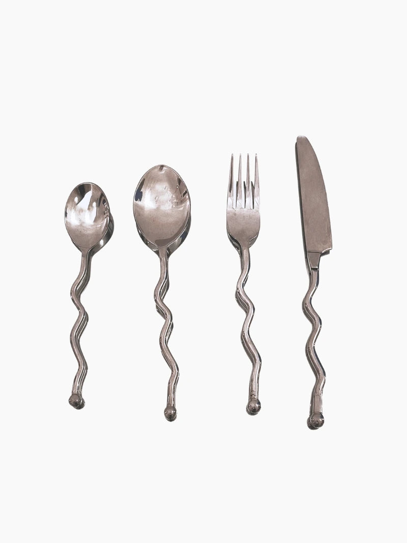 Vintage Wavy 80s Cutlery Set of 4