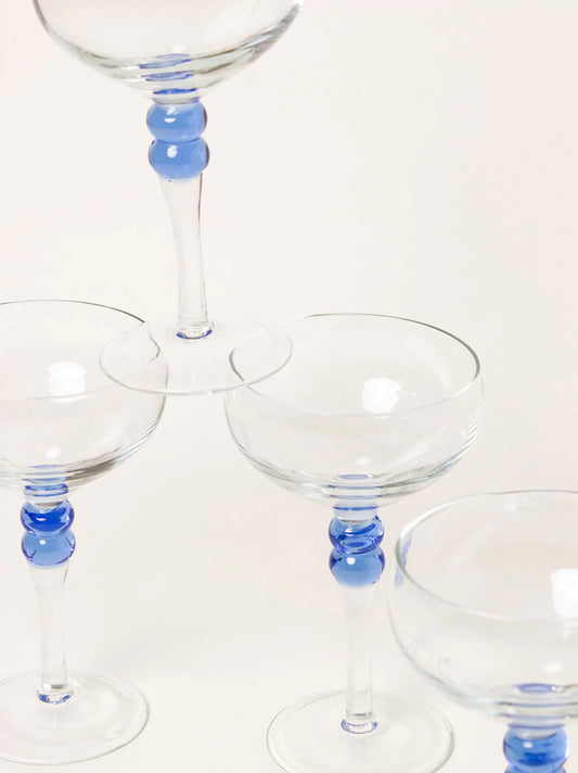 Blue Sphere Cocktail Coupes Set of 4