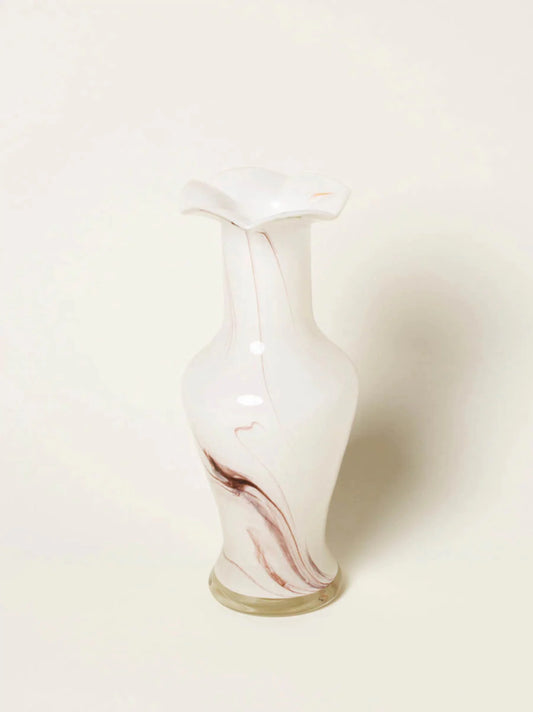 White Marbled Glass Vase