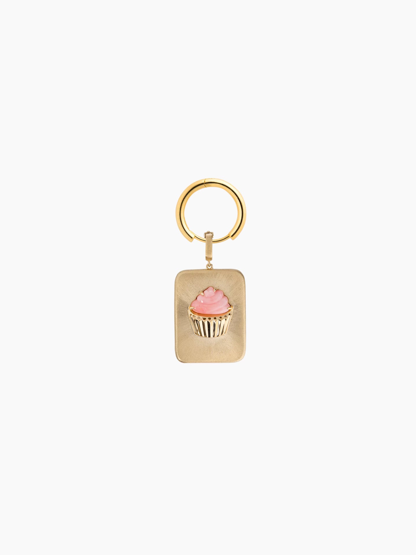 Pink Cupcake Gold Rectangle Charm