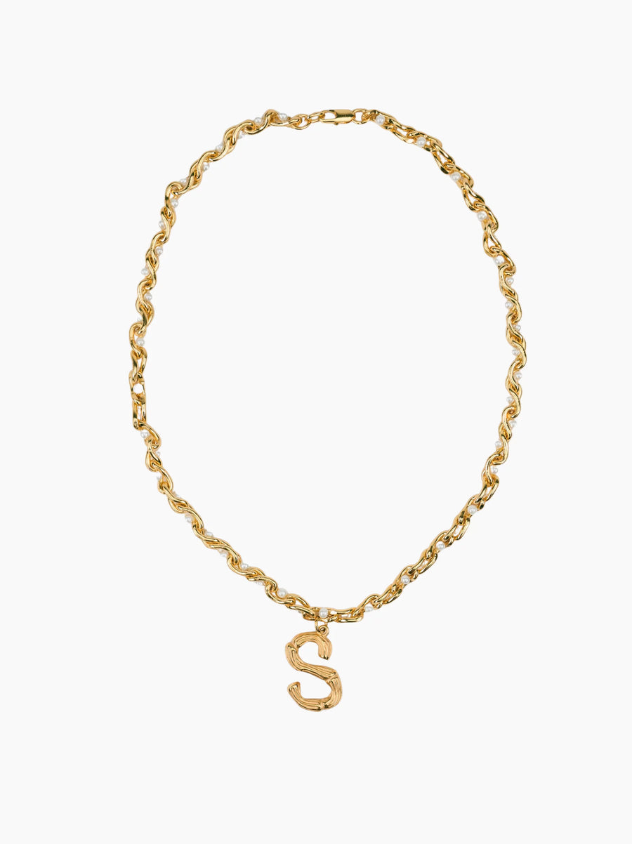 Pearl Gold Initial Chain