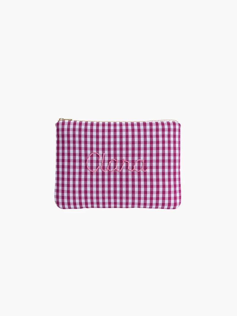 Personalised Bordeaux Vichy Baby Zip Pouch