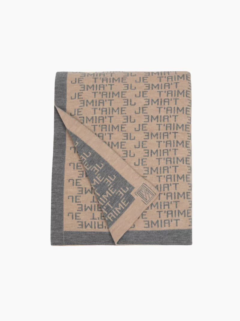 Bespoke Beige Grey Merino Wool Blanket