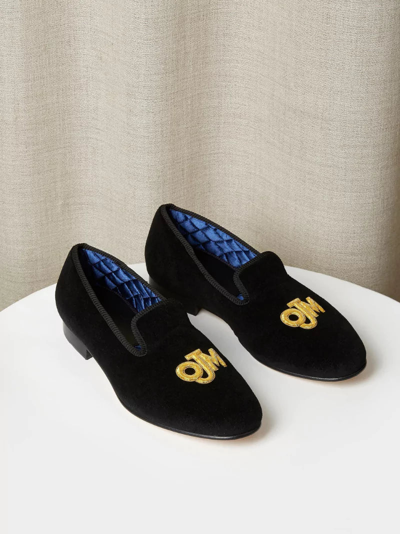 Velvet Monogram Slippers