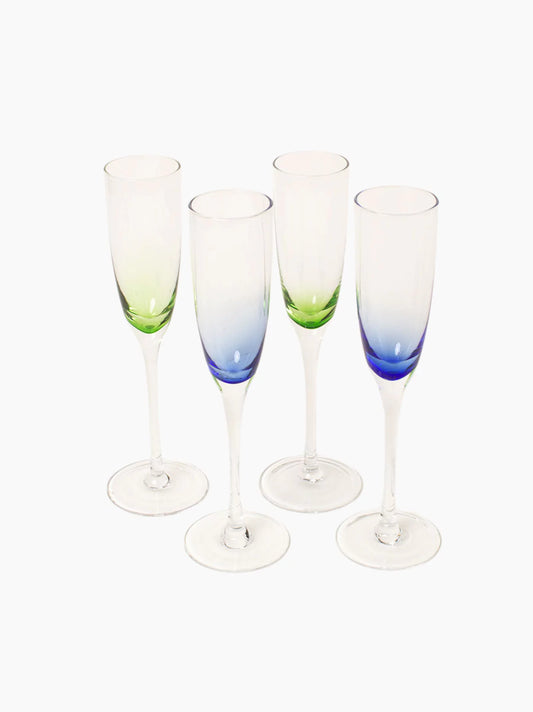 Green and Blue Flutes Set of 4