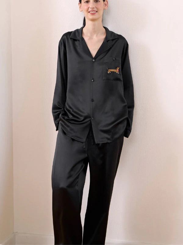 Dachshund Silk Long Pajama Set