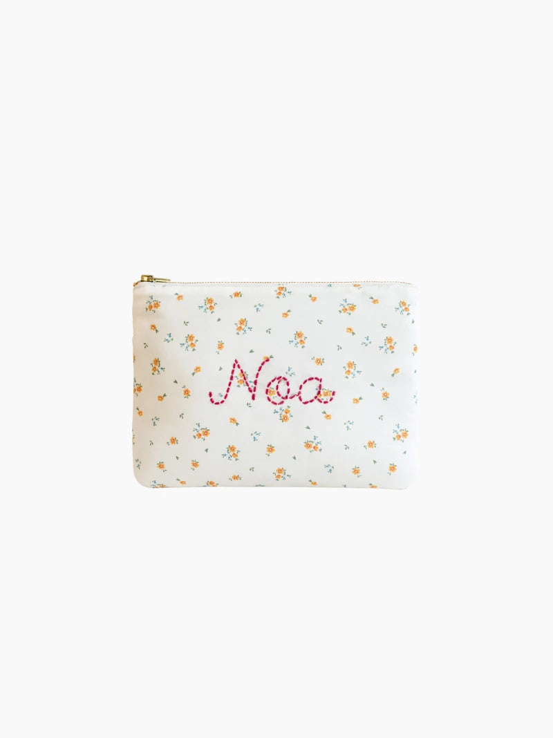 Personalised Small Flowers Zipped Baby Zip Pouch
