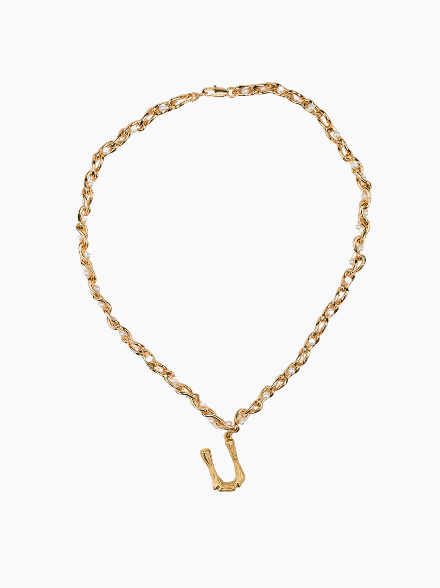 Pearl Gold Initial Chain