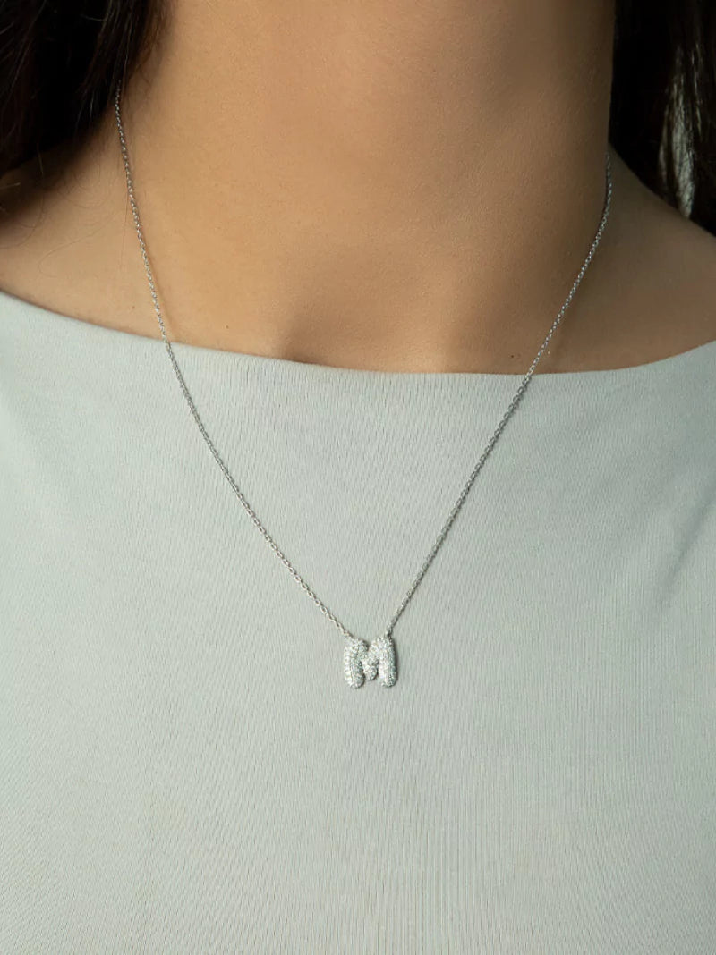 Diamond Bubble Letter Necklace