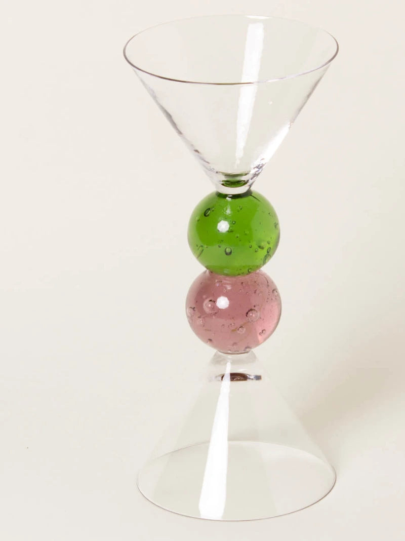Green & Pink Cocktail Glasses Set of 2