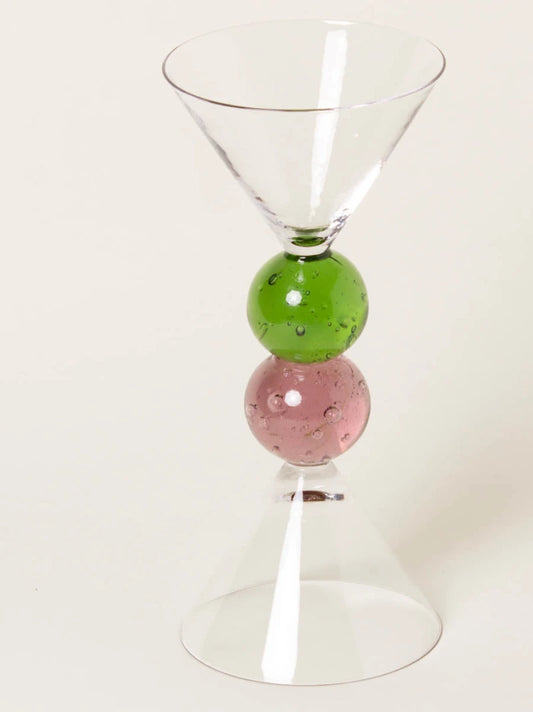 Green & Pink Cocktail Glasses Set of 2