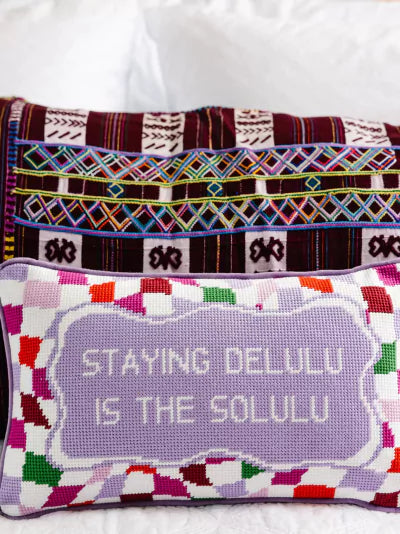 Delulu Needlepoint Pillow