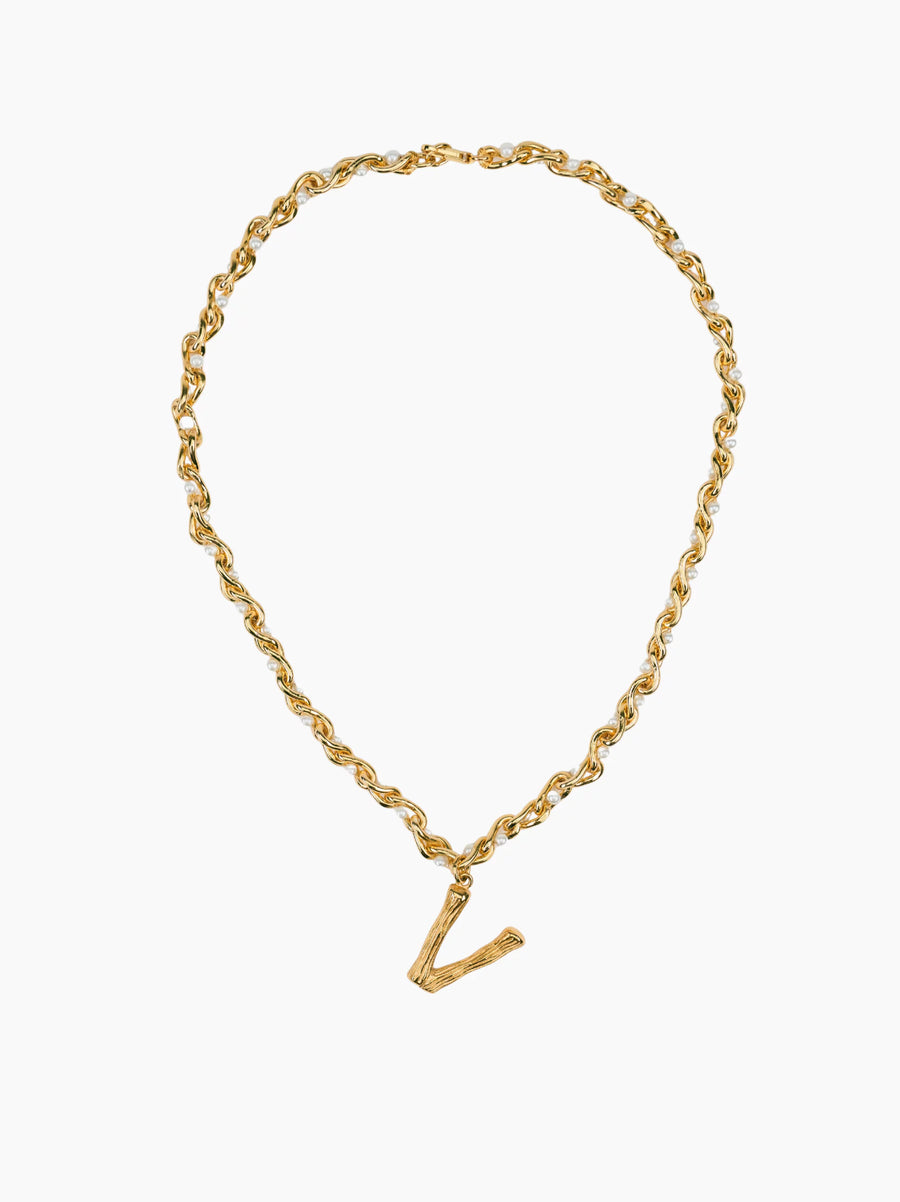 Pearl Gold Initial Chain