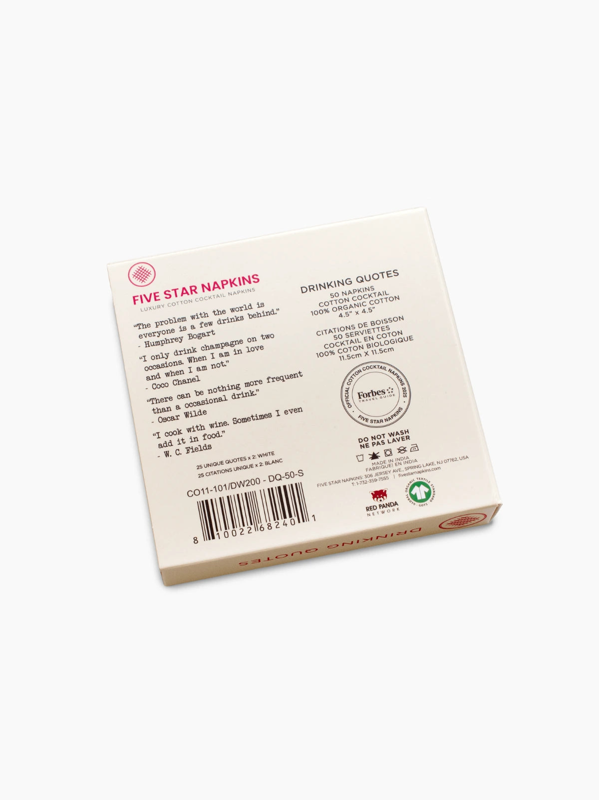 Drinking Quotes Organic Cotton Cocktail Napkins