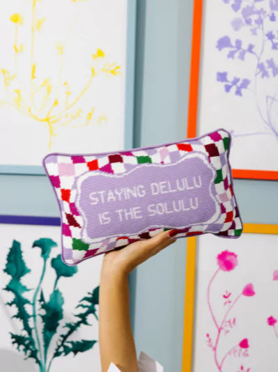 Delulu Needlepoint Pillow