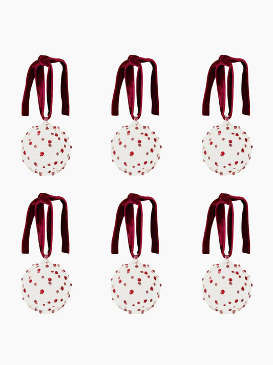 Pom Glass Baubles Set of 6