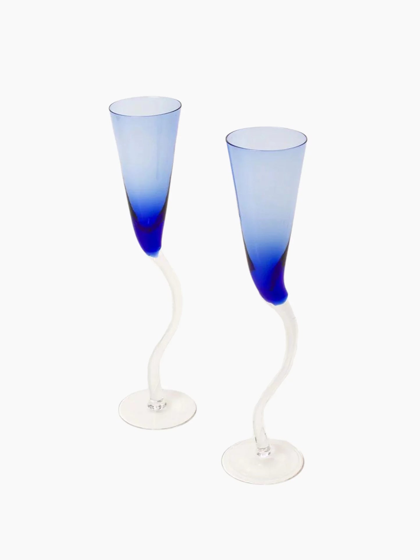 Blue Wavy Flutes Set of 2