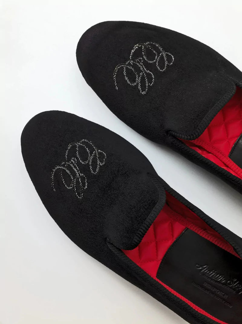 Velvet Monogram Slippers