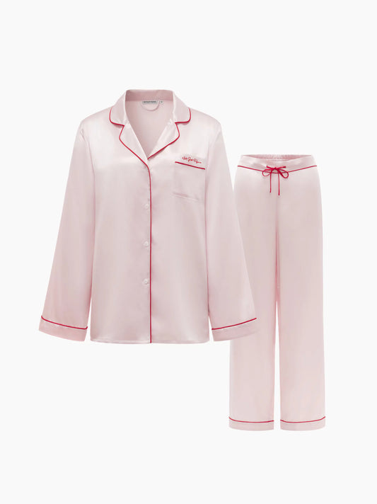 Little Heart Silk Long Pajama Set