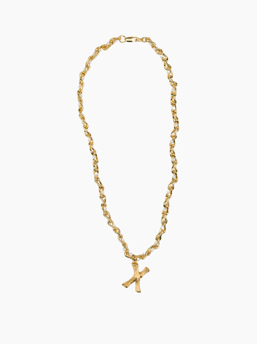 Pearl Gold Initial Chain