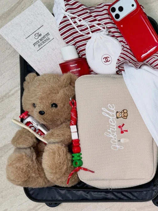 Personalised Beige Waffle Pouch