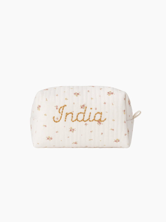 Personalised Beige Floral Baby Toiletry Bag