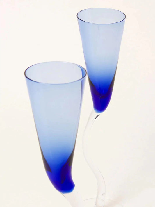 Blue Wavy Flutes Set of 2