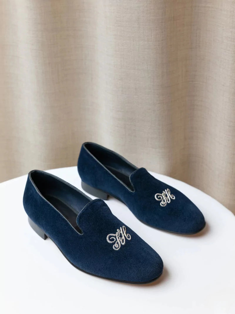 Velvet Monogram Slippers