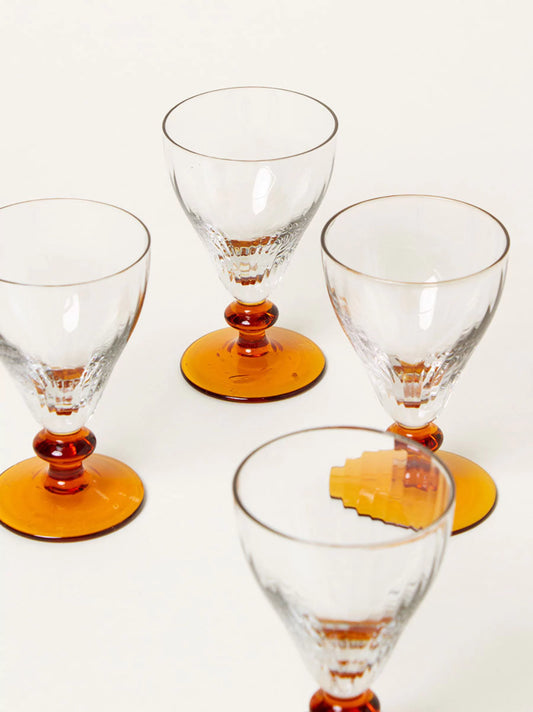 Amber Stem Liquor Glasses Set of 4