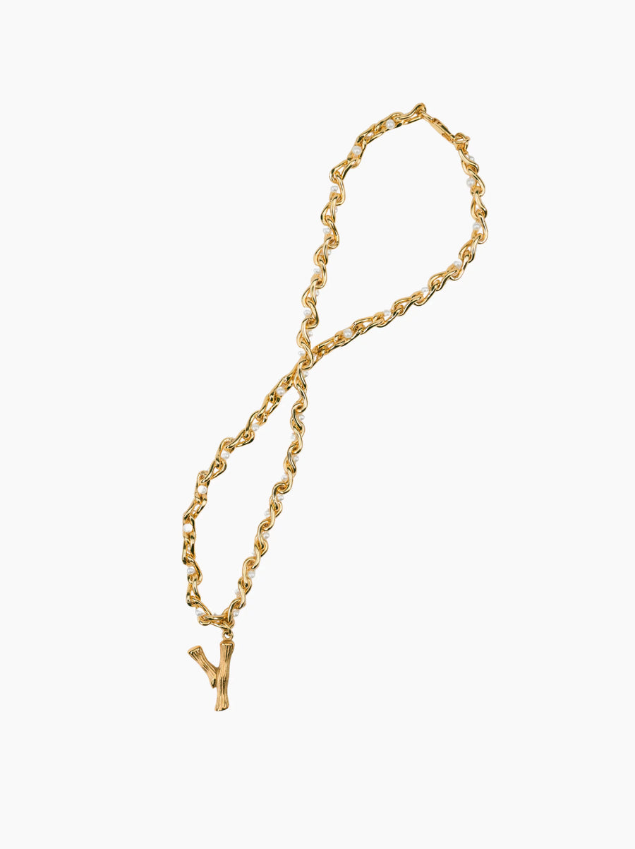 Pearl Gold Initial Chain