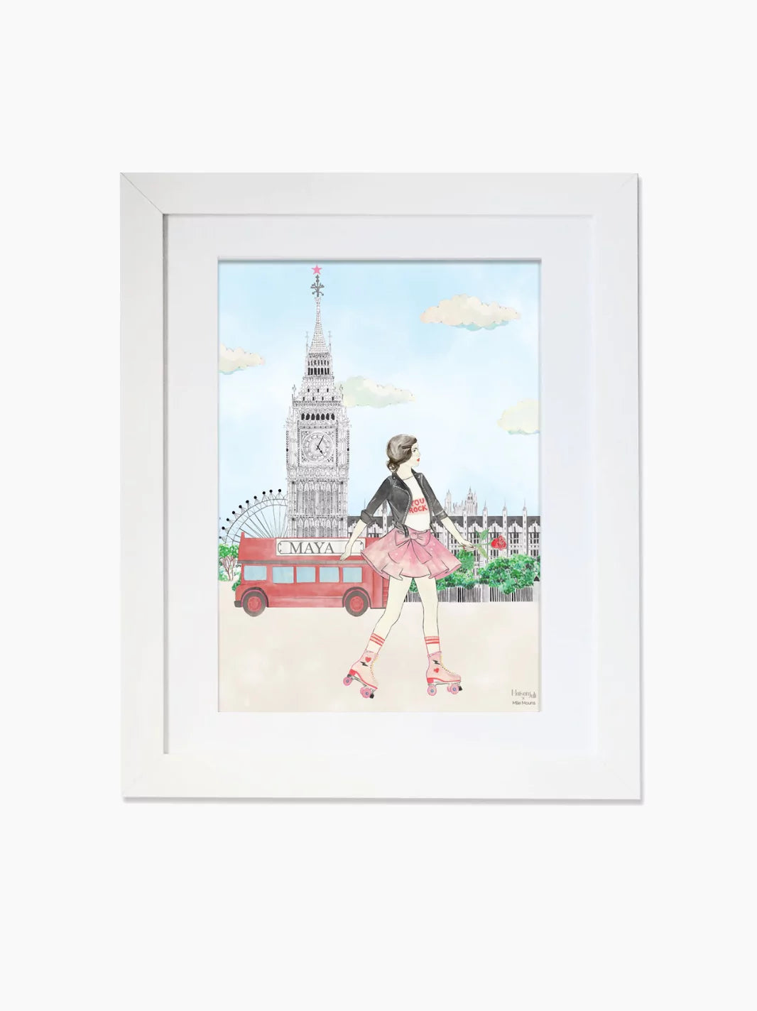Personalised Rollerblading at Big Ben Kids Art Print
