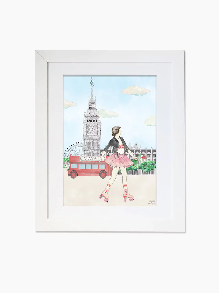 Personalised Rollerblading at Big Ben Kids Art Print