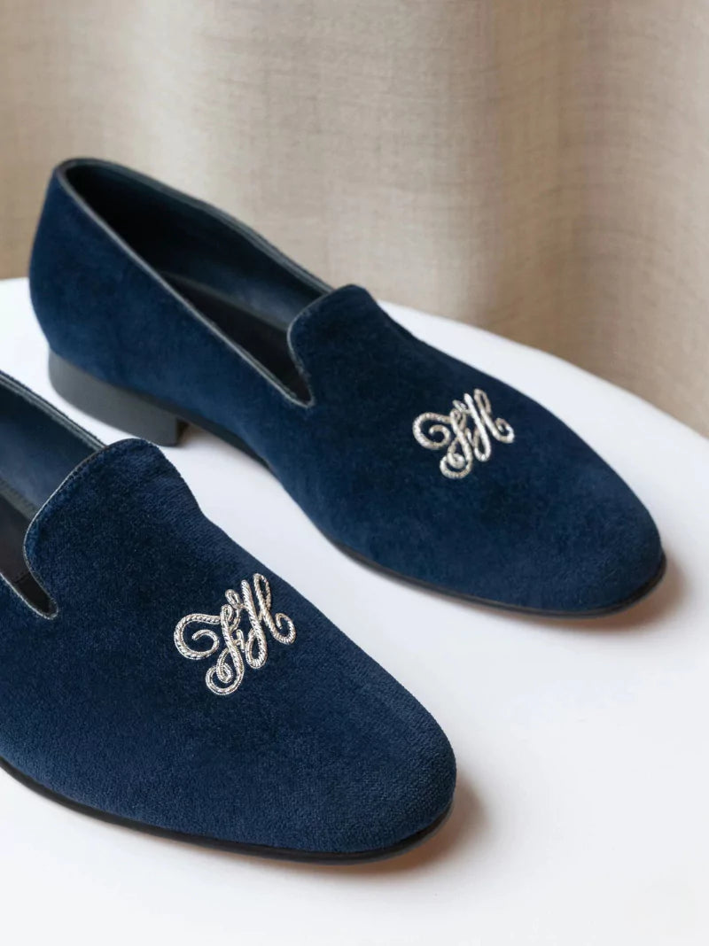 Velvet Monogram Slippers