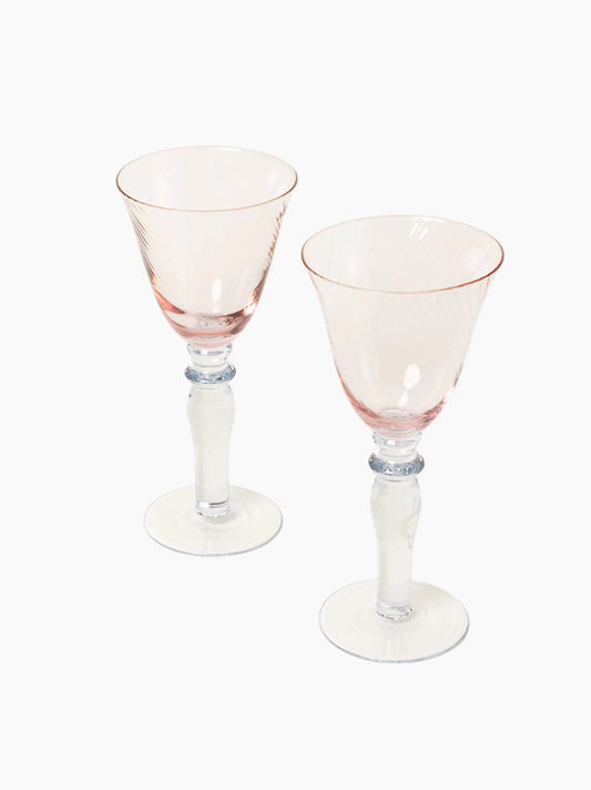 Pink Wine Glasses Set of 2