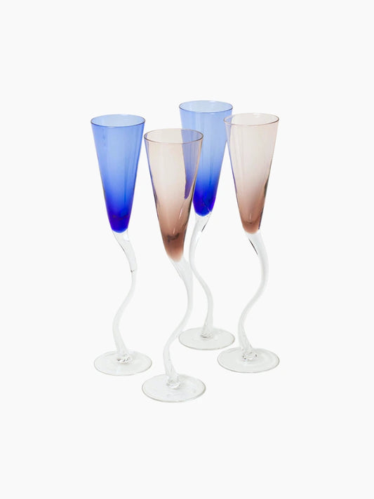 Purple & Blue Way Flutes Set of 4