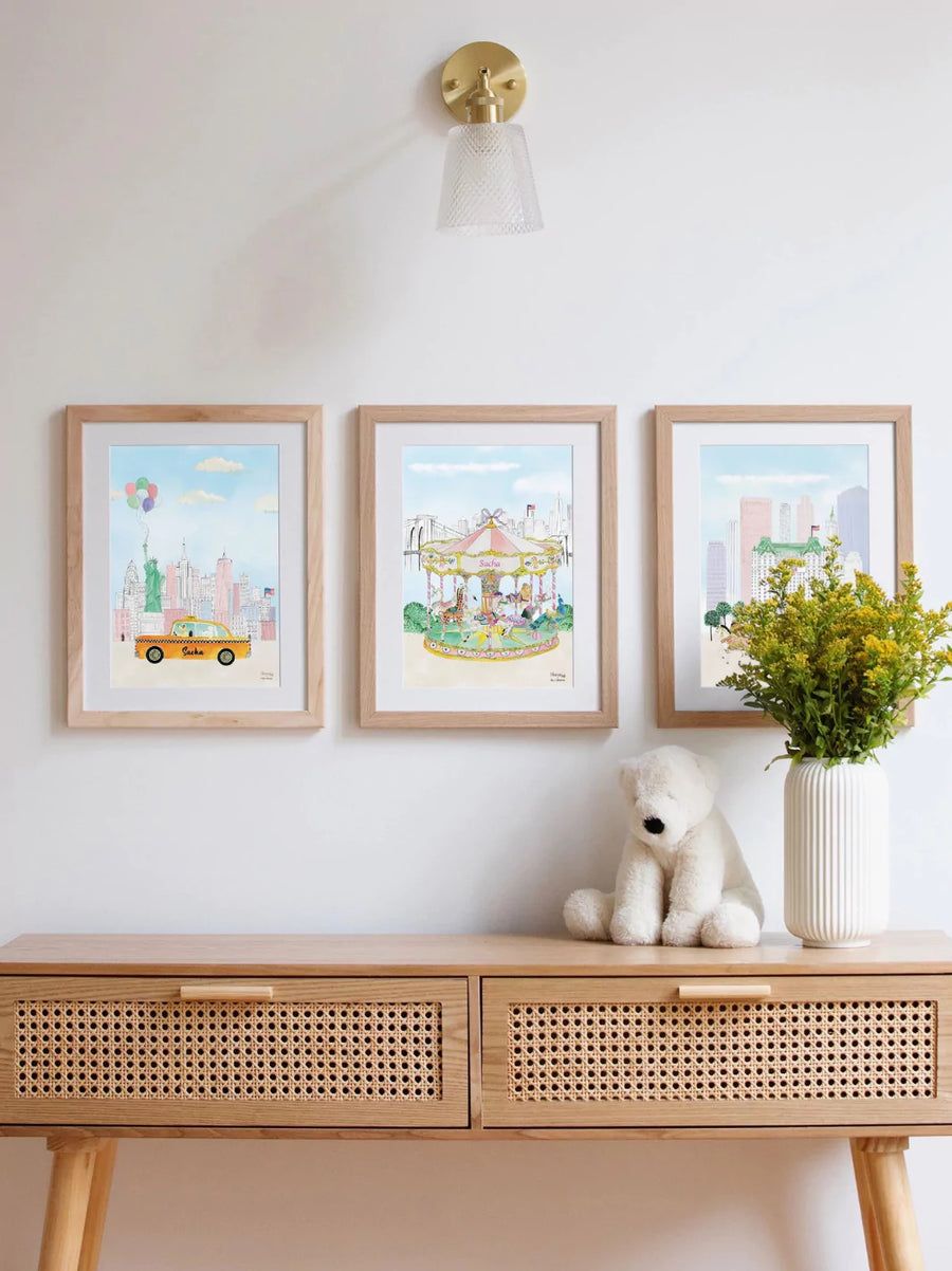 Personalised Carriage of Central Park Kids Art Print