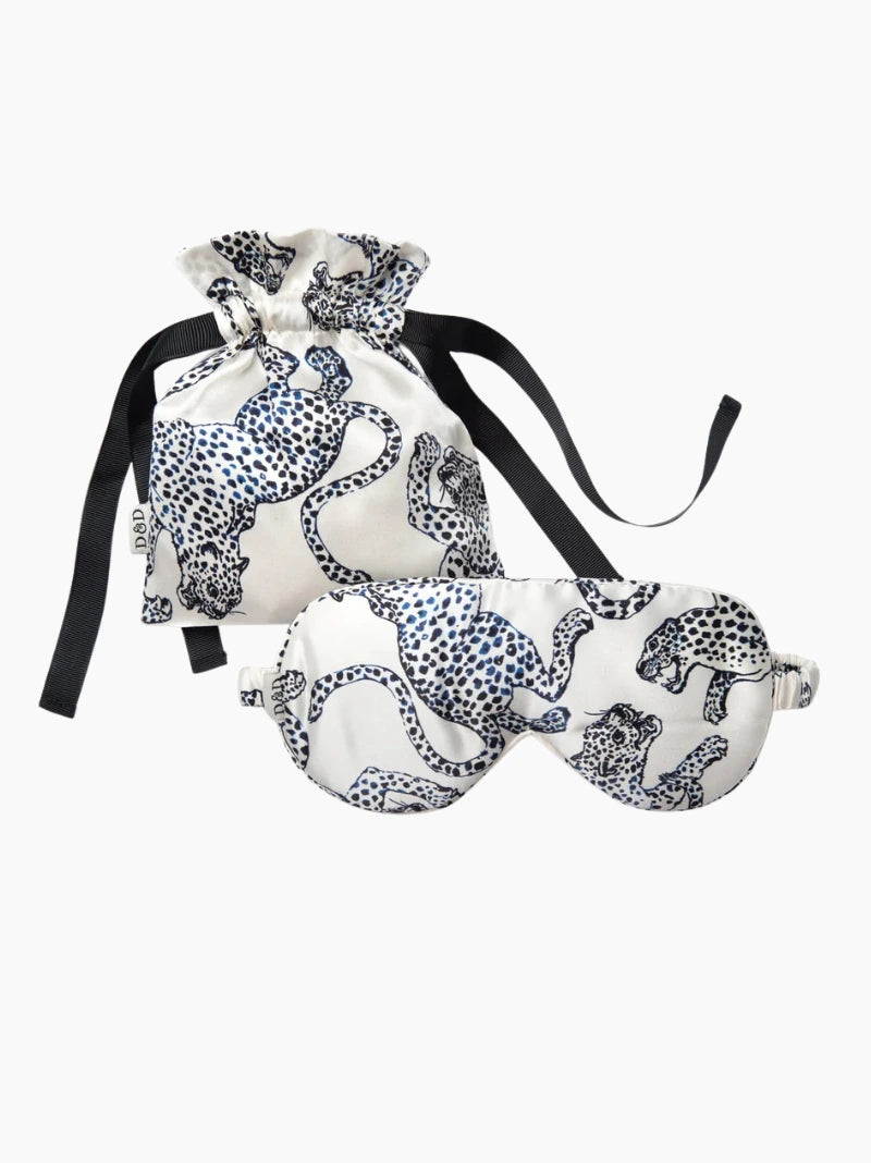 Personalised Cream Leopard Silk Eye Mask