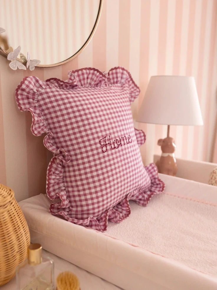 Personalised Ruffle Baby Cushion Cover
