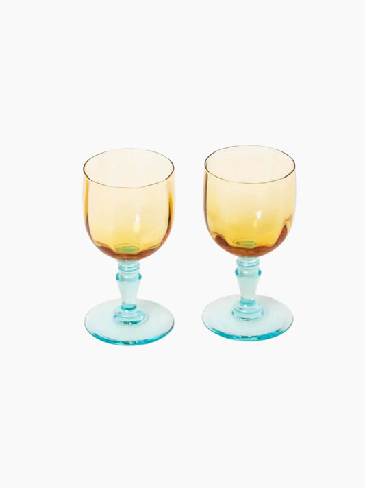 Yellow & Blue Port Glasses Set of 2