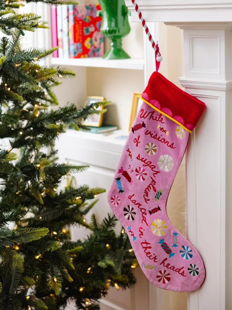 Sugar Plums Embroidered Stocking