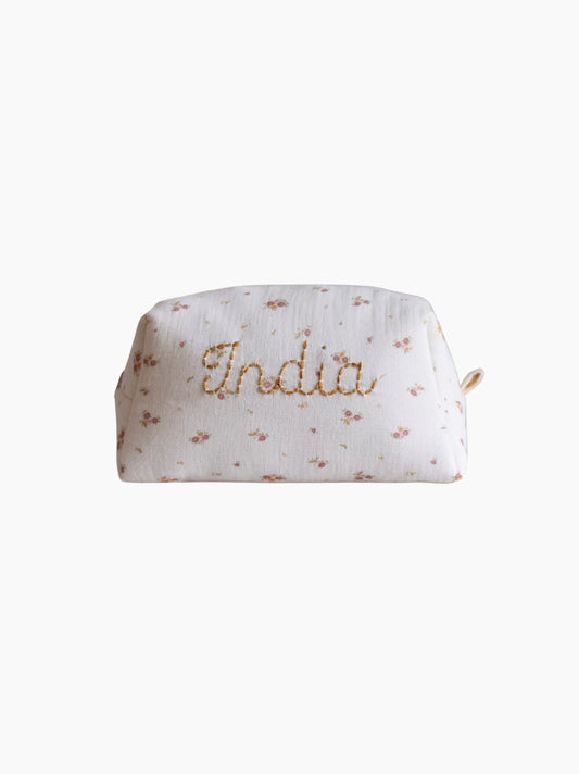 Personalised Beige Floral Baby Toiletry Bag