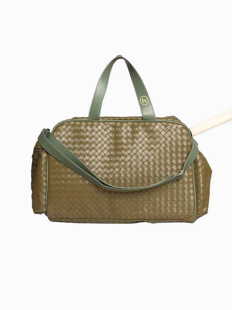 Green Woven Leather Racket Bag