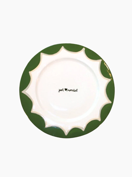 Just Married Scalloped Cake Plate