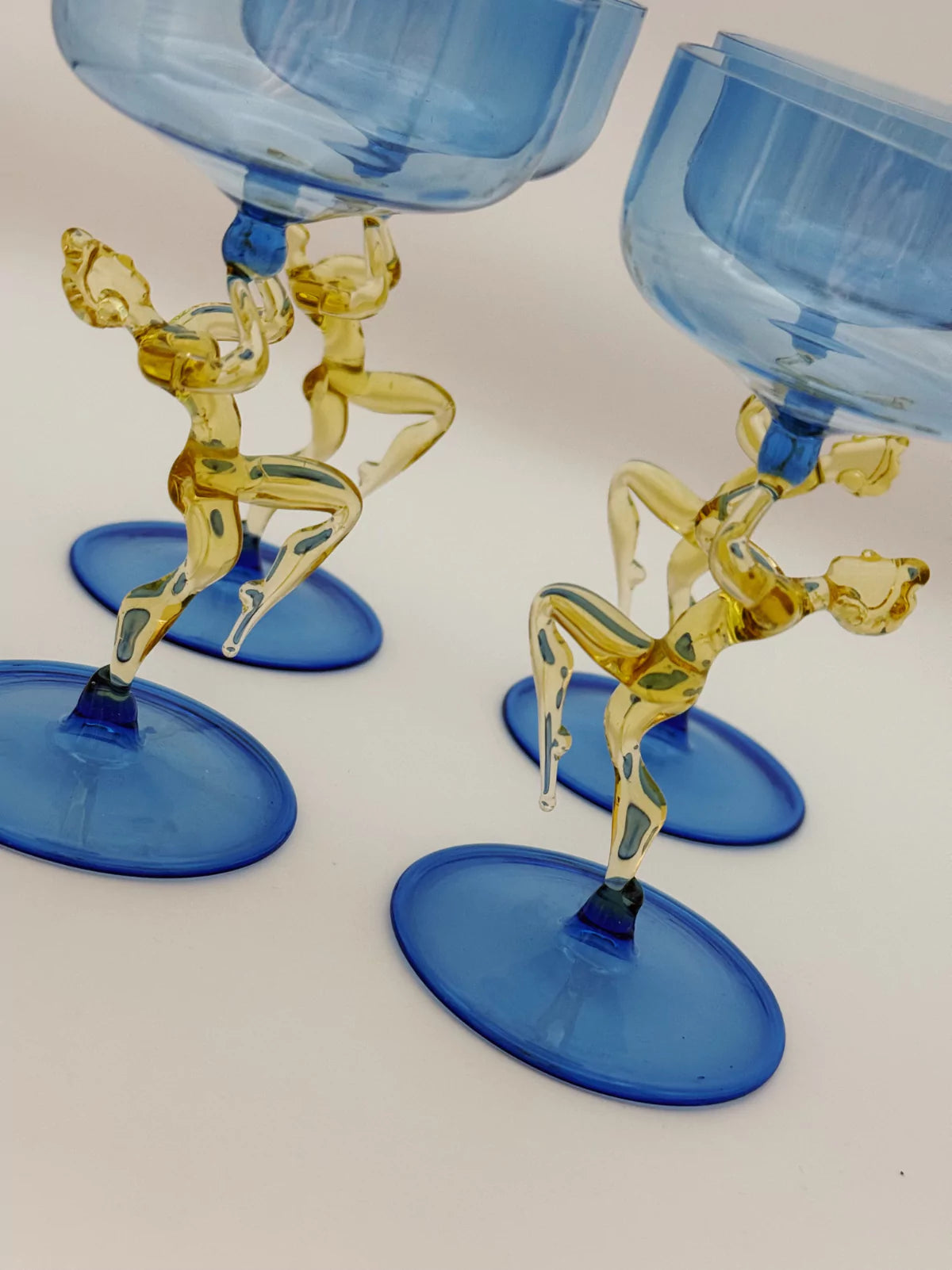 Blue & Yellow Dancing Ladies Set Of 4