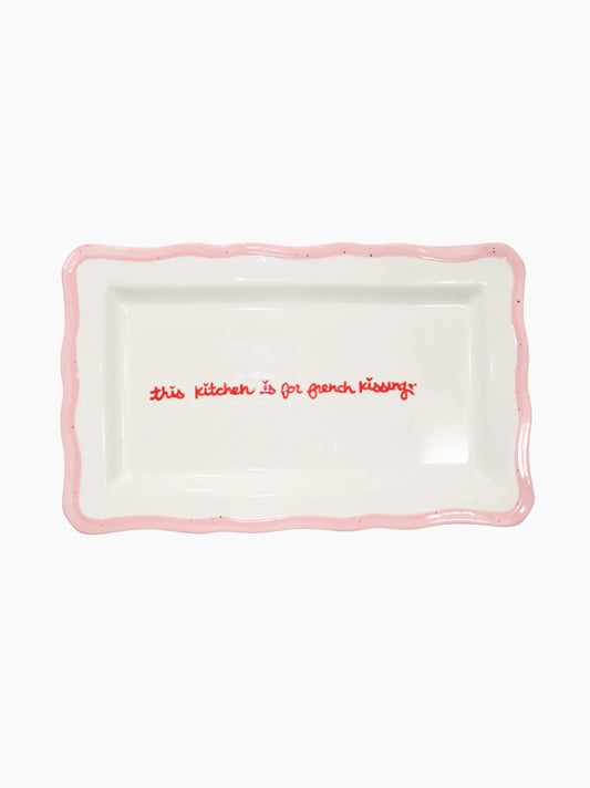 This Kitchen Is For French Kissing Scalloped Tray