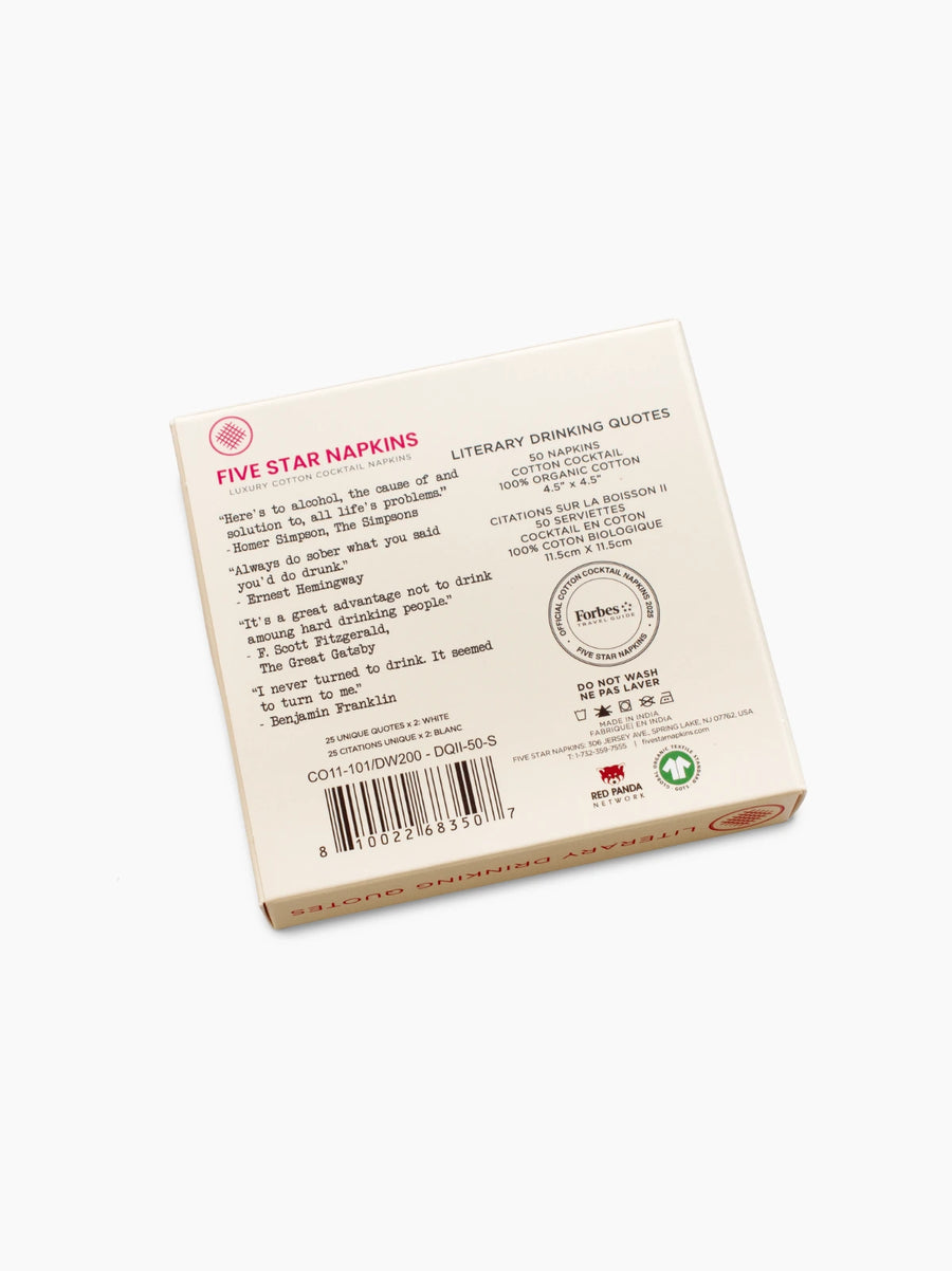 Drinking Quotes Literary Edition Organic Cotton Cocktail Napkins