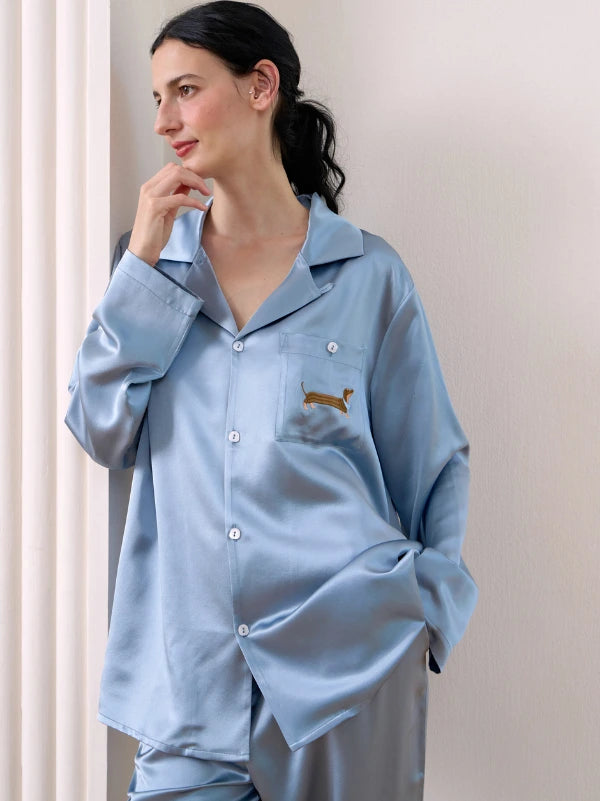 Dachshund Silk Long Pajama Set