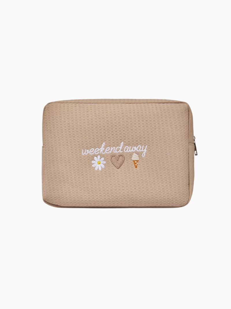 Personalised Beige Waffle Pouch